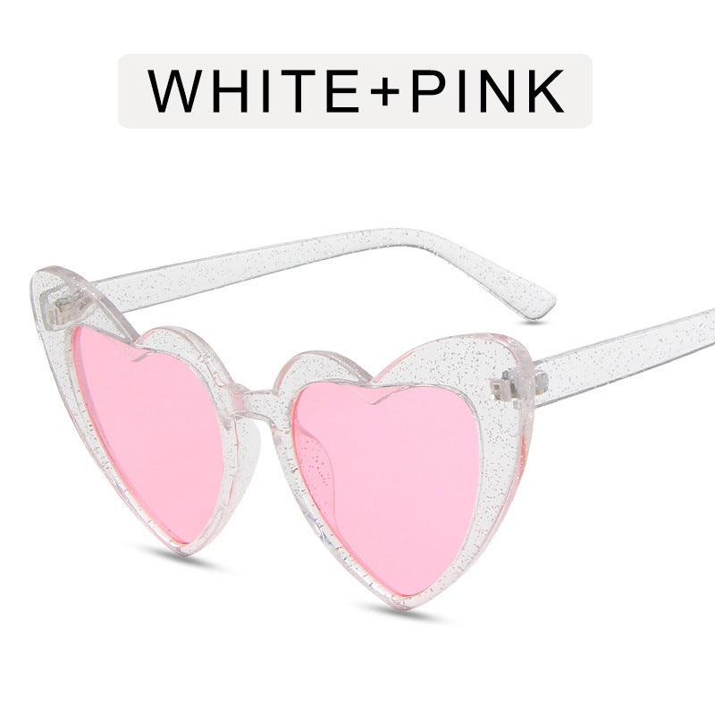 Heart shaped sunglasses with glitter frame