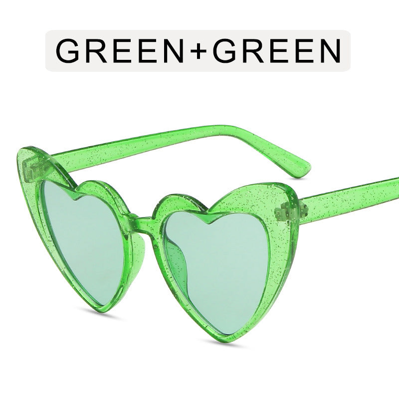 Heart shaped sunglasses with glitter frame