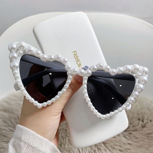 Heart shaped sunglasses with pearls