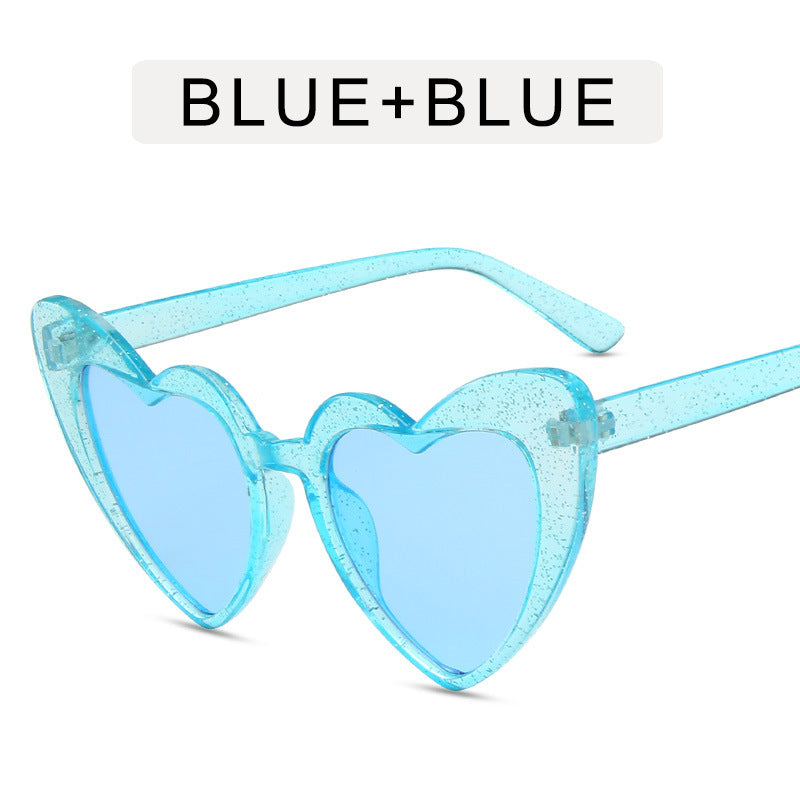 Heart shaped sunglasses with glitter frame